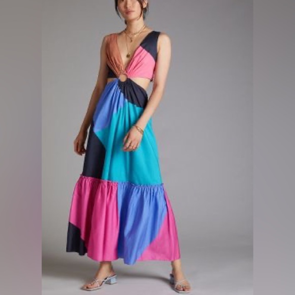 Anthropologie cutout color block dress